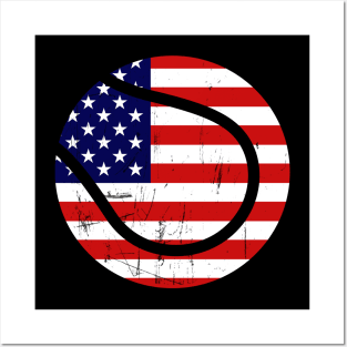 Usa America Flag Tennis 4Th Of July Posters and Art